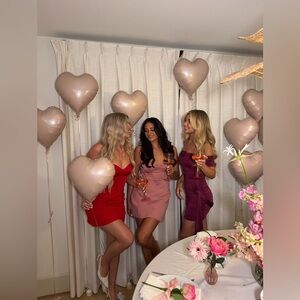 Oh Polly Lenore Heart-Detail Halterneck A-Line Mini Dress in Dusty Pink